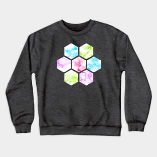Marble Hexagon | Purple Pink Blue | Green Background Crewneck Sweatshirt